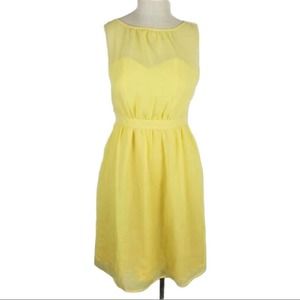 Women's Soft Yellow Tevolio Sleeveless Chiffon Illusion Dress, Yellow, Size 4